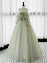Elegant A-Line Green Tulle Lace Long Prom Dress for Formal Events